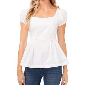 CeCe White Peplum Blouse